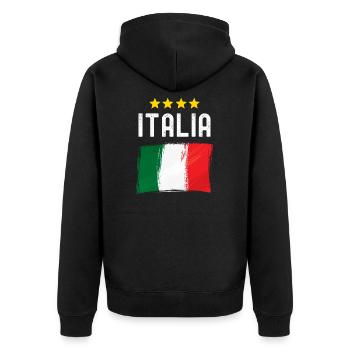 Italien Fahne Fußball Fan EM WM Italien - Unisex Premium Bio Zip Hoodie - Schwarz - Hinten - Nico (187cm)