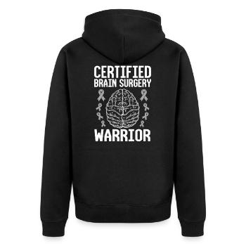 Certified Brain Surgery Survivor Brain Tumor Cancer - Unisex Premium Organic Zip Hoodie - black - Back - Nico (187cm)