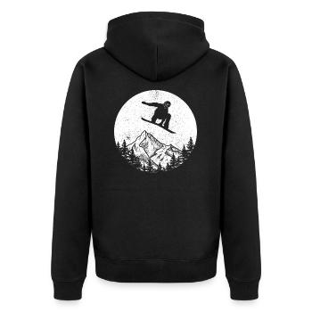 Snowboard tricks design for freestyle snowboarders - Unisex Premium Organic Zip Hoodie - black - Back - Nico (187cm)