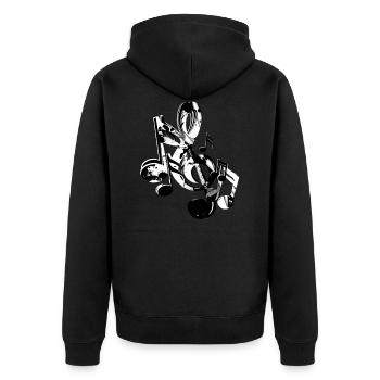 Clef notes - Unisex Premium Organic Zip Hoodie - black - Back - Nico (187cm)