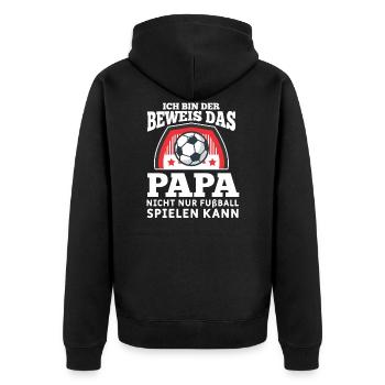 Fußball Papa Sohn Kinder Kind Baby Vater Fußballer - Unisex Premium Bio Zip Hoodie - Schwarz - Hinten - Nico (187cm)