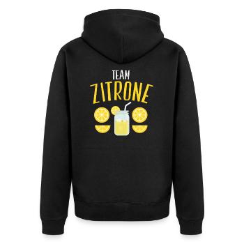Team Zitrone Eistee Pfirsich Tee Getränk Sommer - Unisex Premium Bio Zip Hoodie - Schwarz - Hinten - Nico (187cm)