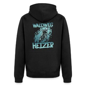 Waldweg Heizer - MTB Downhill Mountain Bike - Unisex Premium Bio Zip Hoodie - Schwarz - Hinten - Nico (187cm)