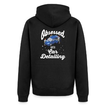 Car detailing King Polieren Politur Auto waschen - Unisex Premium Bio Zip Hoodie - Schwarz - Hinten - Nico (187cm)