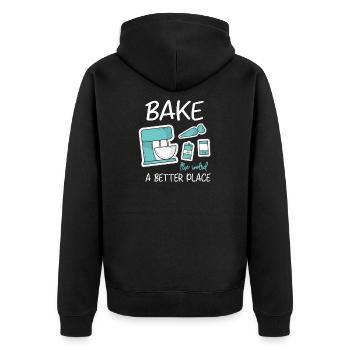 Backen Torte Kuchen Plätzchen Mixer Teig Geschenk - Unisex Premium Bio Zip Hoodie - Schwarz - Hinten - Nico (187cm)