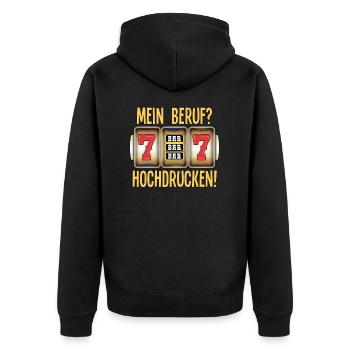 Casino Game Library Push Up Head Gift - Unisex Premium Organic Zip Hoodie - black - Back - Nico (187cm)