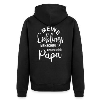 Töchter Söhne Vater Papa Lieblingsmensch Kinder - Unisex Premium Bio Zip Hoodie - Schwarz - Hinten - Nico (187cm)