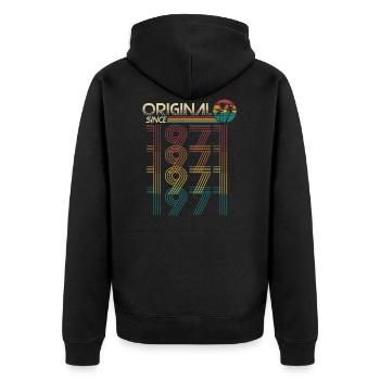 Original depuis 1971 anniversaire rétro - Veste à capuche bio Premium Unisexe - noir - Dos - Nico (187cm)