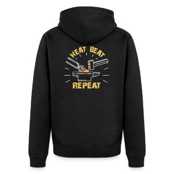 Schmied | Hufschmied - Unisex Premium Bio Zip Hoodie - Schwarz - Hinten - Nico (187cm)