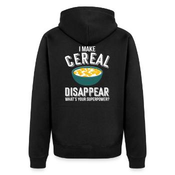 Cereals Cornflakes Frühstück Cerialien Müsli Essen - Unisex Premium Bio Zip Hoodie - Schwarz - Hinten - Nico (187cm)