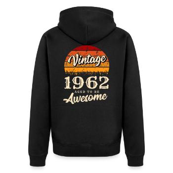 Vintage 1962 62e anniversaire rétro vintage cadeau - Veste à capuche bio Premium Unisexe - noir - Dos - Nico (187cm)