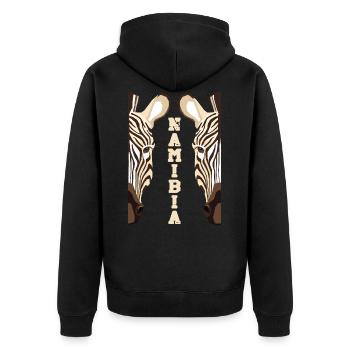 Namibia Afrika Shirt Geschenkidee - Unisex Premium Bio Zip Hoodie - Schwarz - Hinten - Nico (187cm)