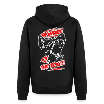 ATTENTION AU CHIEN - Cadeau amoureux des chiens et des chiens - Veste à capuche bio Premium Unisexe - noir - Dos - Nico (187cm)