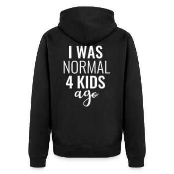 Vierfache Mama Papa 4 Kinder Eltern Töchter Söhne - Unisex Premium Bio Zip Hoodie - Schwarz - Hinten - Nico (187cm)