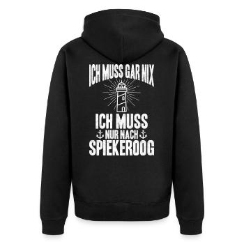 Spiekeroog - Unisex Premium Bio Zip Hoodie - Schwarz - Hinten - Nico (187cm)