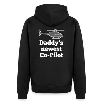 Daddy's Newest Co-Pilot Kinder Papa Baby Geschenk - Unisex Premium Bio Zip Hoodie - Schwarz - Hinten - Nico (187cm)