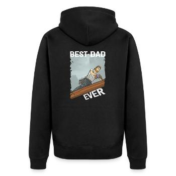 Best Dad Ever Roofer Father's Day Men's Day - Unisex Premium Organic Zip Hoodie - black - Back - Nico (187cm)