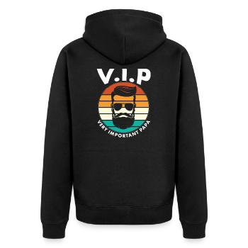 Very Important Dad Retro Hipster Father's Day - Unisex Premium Organic Zip Hoodie - black - Back - Nico (187cm)