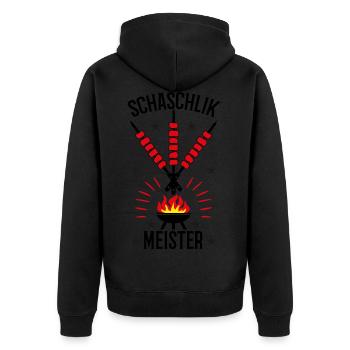 01 Schaschlik Meister Spiese Russland Griller - Unisex Premium Bio Zip Hoodie - Schwarz - Hinten - Nico (187cm)