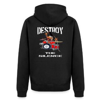 Huhn Schlagzeug Musik Cartoon - Unisex Premium Bio Zip Hoodie - Schwarz - Hinten - Nico (187cm)