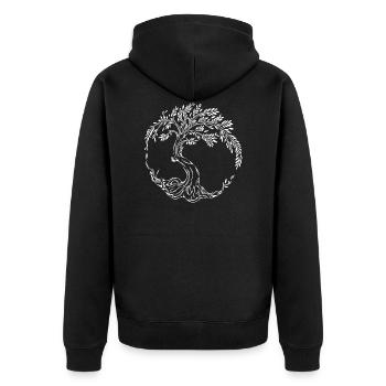 Eleganter Lebensbaum - Unisex Premium Bio Zip Hoodie - Schwarz - Hinten - Nico (187cm)