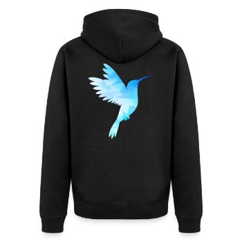 Hummingbird white blue bird low poly flies exotic - Unisex Premium Organic Zip Hoodie - black - Back - Nico (187cm)