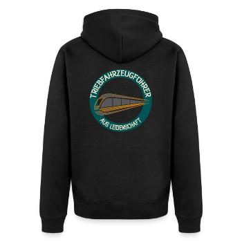 Triebfahrzeugführer aus Leidenschaft - Unisex Premium Bio Zip Hoodie - Schwarz - Hinten - Nico (187cm)