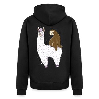sloth - Unisex Premium Organic Zip Hoodie - black - Back - Nico (187cm)