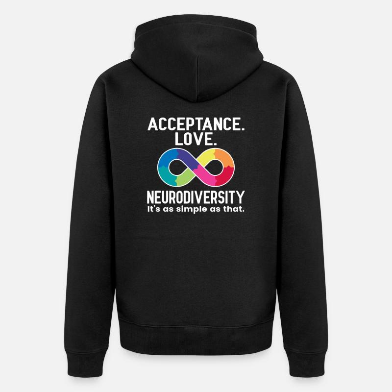 Neurodiversity Neurodiversité Autiste Autisme - Veste à capuche bio Premium Unisexe - noir