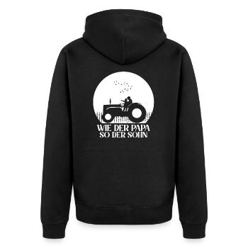 Traktor Wie der Papa so der Sohn Partnerlook - Unisex Premium Bio Zip Hoodie - Schwarz - Hinten - Nico (187cm)