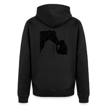 Cheval avec femme dans vintage design - Veste à capuche bio Premium Unisexe - noir - Dos - Nico (187cm)