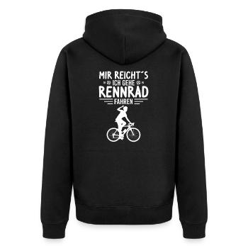 Rennrad Mir reichts - ich geh Rennrad fahren - Unisex Premium Bio Zip Hoodie - Schwarz - Hinten - Nico (187cm)