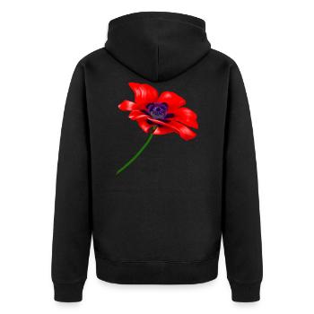 Fleur de pavot rouge,poppy rouge - Veste à capuche bio Premium Unisexe - noir - Dos - Nico (187cm)