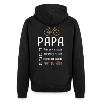 Papa cycliste fête des pères cadeau drôle vélo - Veste à capuche bio Premium Unisexe - noir - Dos - Nico (187cm)