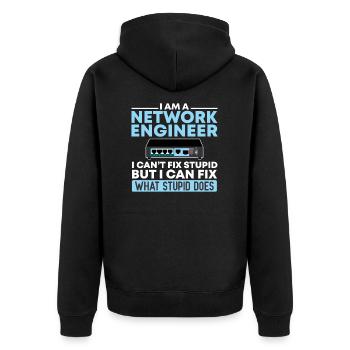 Netzwerktechniker Informatik Netzwerk Technk IT - Unisex Premium Bio Zip Hoodie - Schwarz - Hinten - Nico (187cm)