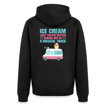 Eiswagen Eismann Eisverkäufer Eisdiele Eis Truck - Unisex Premium Bio Zip Hoodie - Schwarz - Hinten - Nico (187cm)