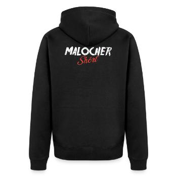 Malocher Shört - Unisex Premium Bio Zip Hoodie - Schwarz - Hinten - Nico (187cm)