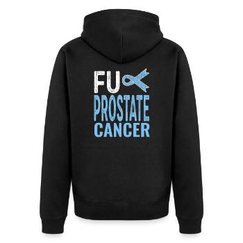 Prostatakrebs Prostata Krebs Schleife Survivor - Unisex Premium Bio Zip Hoodie - Schwarz - Hinten - Nico (187cm)