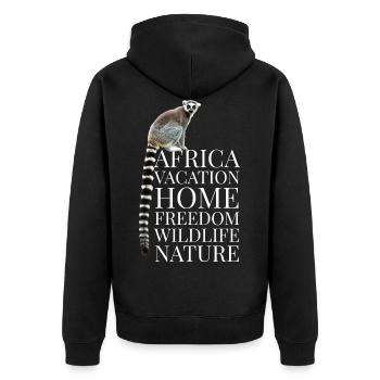 Afrique singe lémur cadeau enfants - Veste à capuche bio Premium Unisexe - noir - Dos - Nico (187cm)