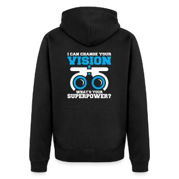 Opticien optométriste ophtalmique yeux médecin profession - Veste à capuche bio Premium Unisexe - noir - Dos - Nico (187cm)