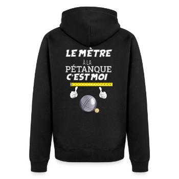 Humour drole Papy bouliste fan de pétanque - Veste à capuche bio Premium Unisexe - noir - Dos - Nico (187cm)