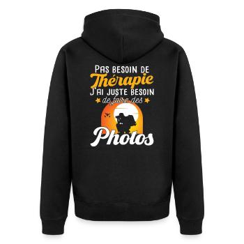 Photographe photographie photo métier cadeau - Veste à capuche bio Premium Unisexe - noir - Dos - Nico (187cm)