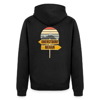 Transalp AAlpenüberquerung E5 Oberstdorf Meran - Unisex Premium Bio Zip Hoodie - Schwarz - Hinten - Nico (187cm)