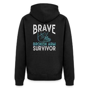 Gebrochener Arm Knochenbruch Arm Verletzung - Unisex Premium Bio Zip Hoodie - Schwarz - Hinten - Nico (187cm)