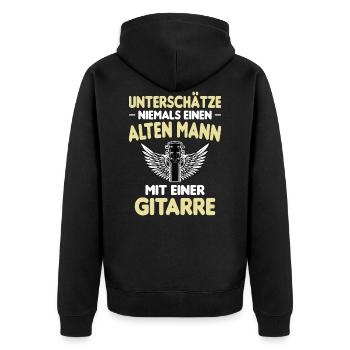 Lustiger Gitarren Gitarrenspieler Spruch - Unisex Premium Bio Zip Hoodie - Schwarz - Hinten - Nico (187cm)