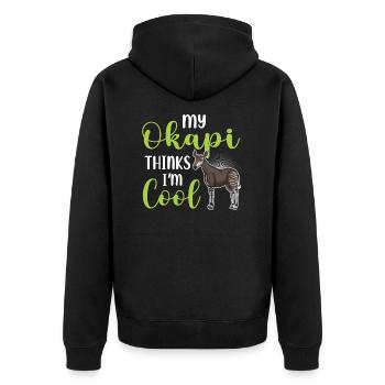 Okapi Giraffe Afrika Safari Zebra Wildnis Tiere - Unisex Premium Bio Zip Hoodie - Schwarz - Hinten - Nico (187cm)