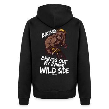 Biking - Unisex Premium Bio Zip Hoodie - Schwarz - Hinten - Nico (187cm)