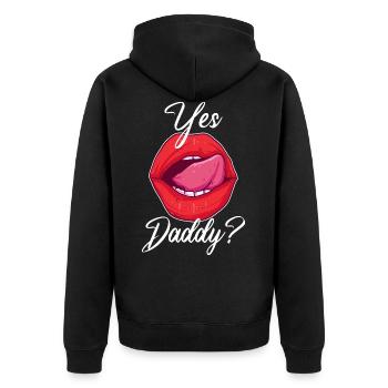 Yes Daddy? Sexy BDSM und Bondage Geschenk für - Unisex Premium Bio Zip Hoodie - Schwarz - Hinten - Nico (187cm)