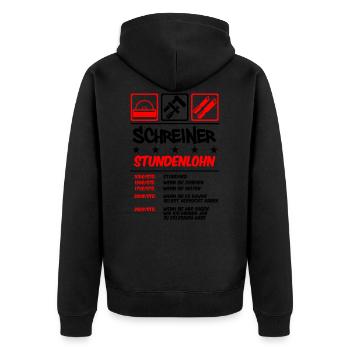 Stundenlohn | Schreiner - Unisex Premium Bio Zip Hoodie - Schwarz - Hinten - Nico (187cm)