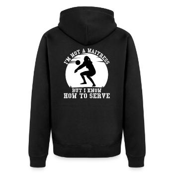 Volleyball Libera Position Spieler - Unisex Premium Bio Zip Hoodie - Schwarz - Hinten - Nico (187cm)
